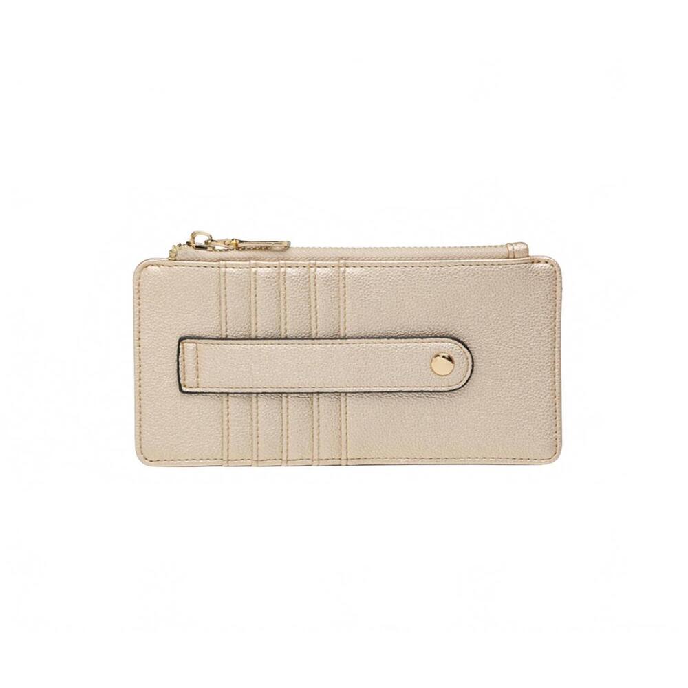 NEW JEN & CO. women's saige slim card holder wallet in brushed gold